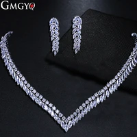 gmgyq classic silver color zirconia womens jewelry set elegant dresses and gifts for friends wedding custom products