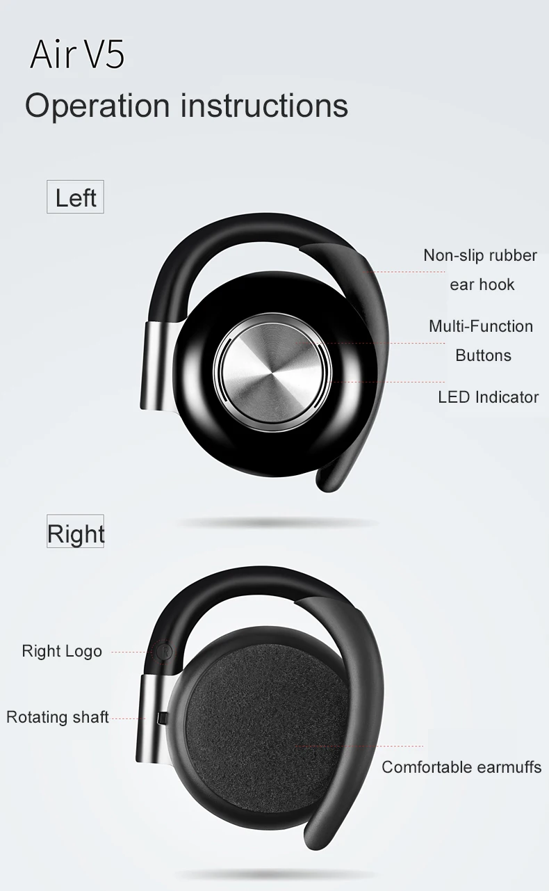 TWS Bluetooth наушники Беспроводные спортивные наушники истинные беспроводные Близнецы ушной крючок с микрофоном