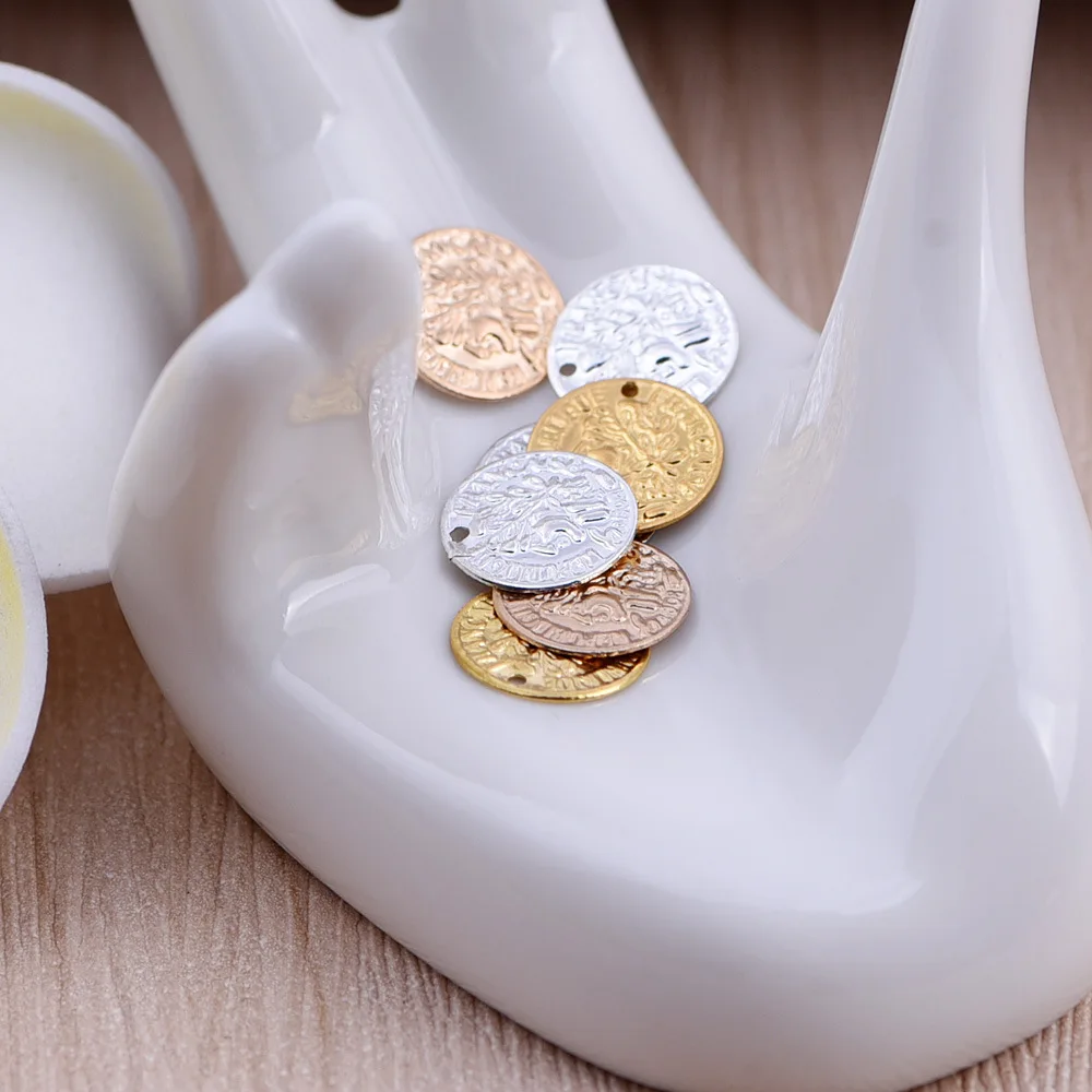 LEENAHAR 20pcs/лот Позолоченные посеребренные 10 мм медные монеты Подвески Медная