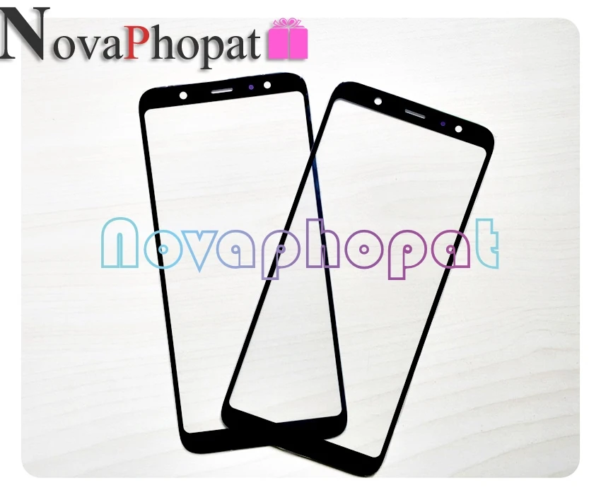 

Novaphopat Черная передняя внешняя сенсорная ЖК-стеклянная панель для Samsung Galaxy A8 A8 + Plus 2018 A730 A530 стеклянный объектив экран + отслеживание