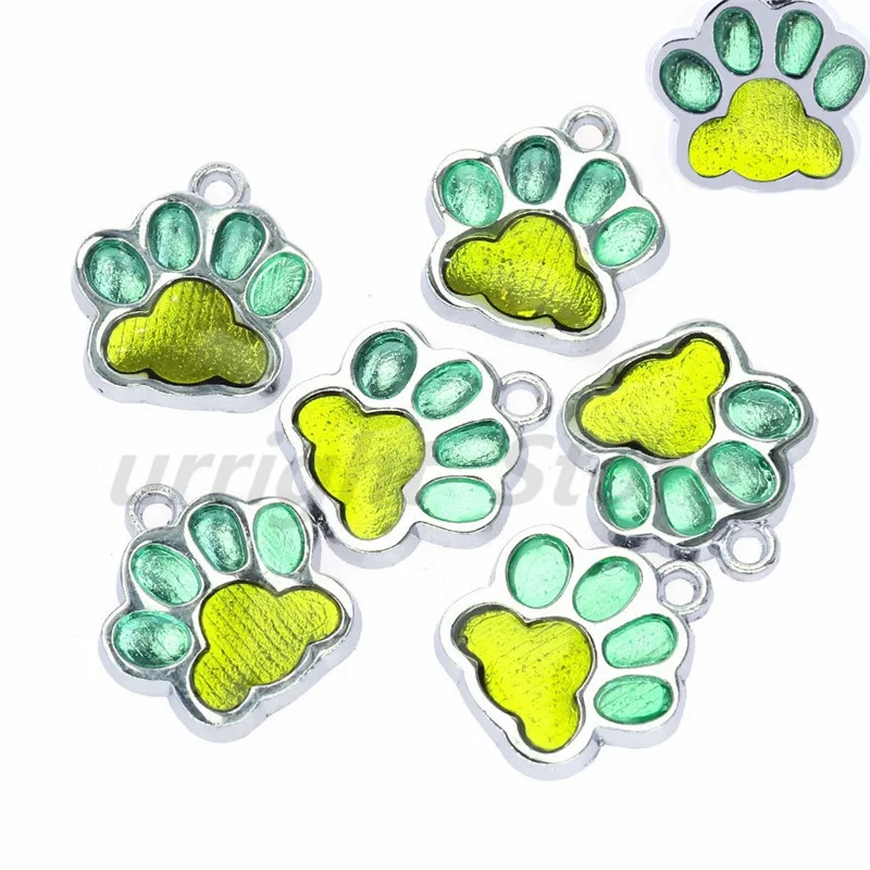 5 10 шт. эмаль Bling Cat Dog/Bear отпечаток лапы висячий Шарм подходит вращающийся Омар застежка брелок кольца для ключей сумка Ювелирные изделия HC503 - Окраска металла: 5