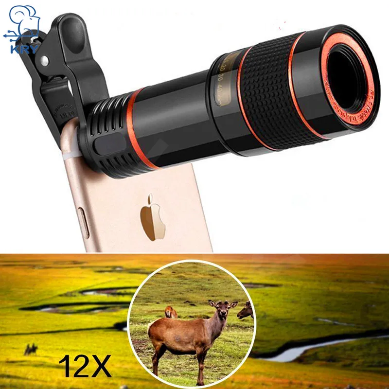 12X Telescope Zoom Mobile Phone Lens for iPhone Samsung Huawei Xiaomi Smartphones universal clip Telefon Camera with tripod |