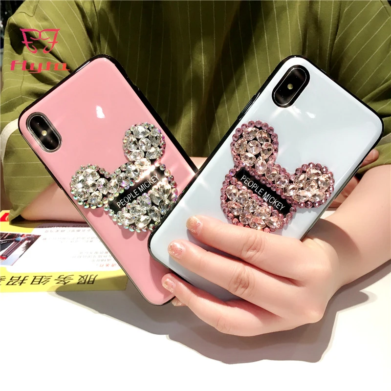 Чехол FlyTo для IPhone 7 8 Plus чехол с Микки и стразами телефона 6 6S X|Бамперы| |