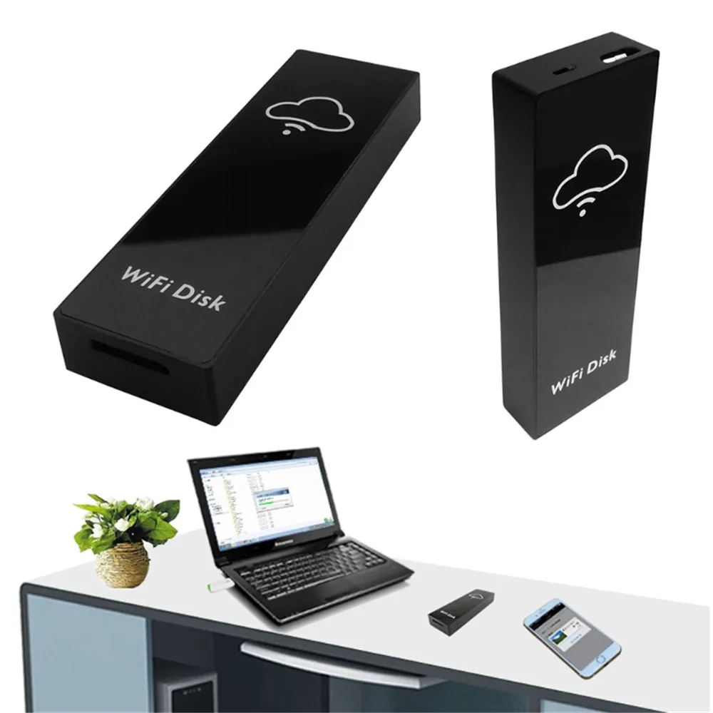 

WiFi Disk Memory Storage Box Wi-Fi Cloud Storage Box Flash Drive for TF Micro SD Card Reader for File Sharing