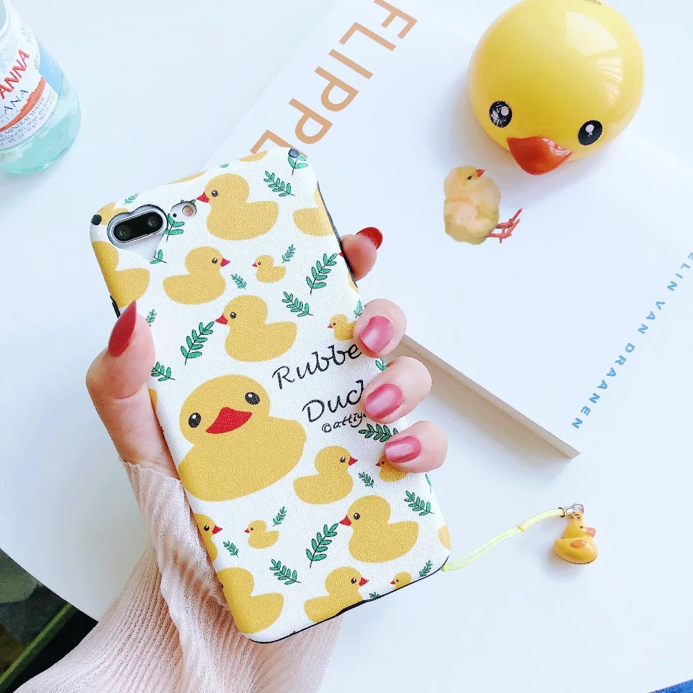 ORYKSZ Cartoon Phone Case For iphone 7 6S x 8 Plus Cases Cute Duck Patterned Silicone Soft Matte Cover Capa |