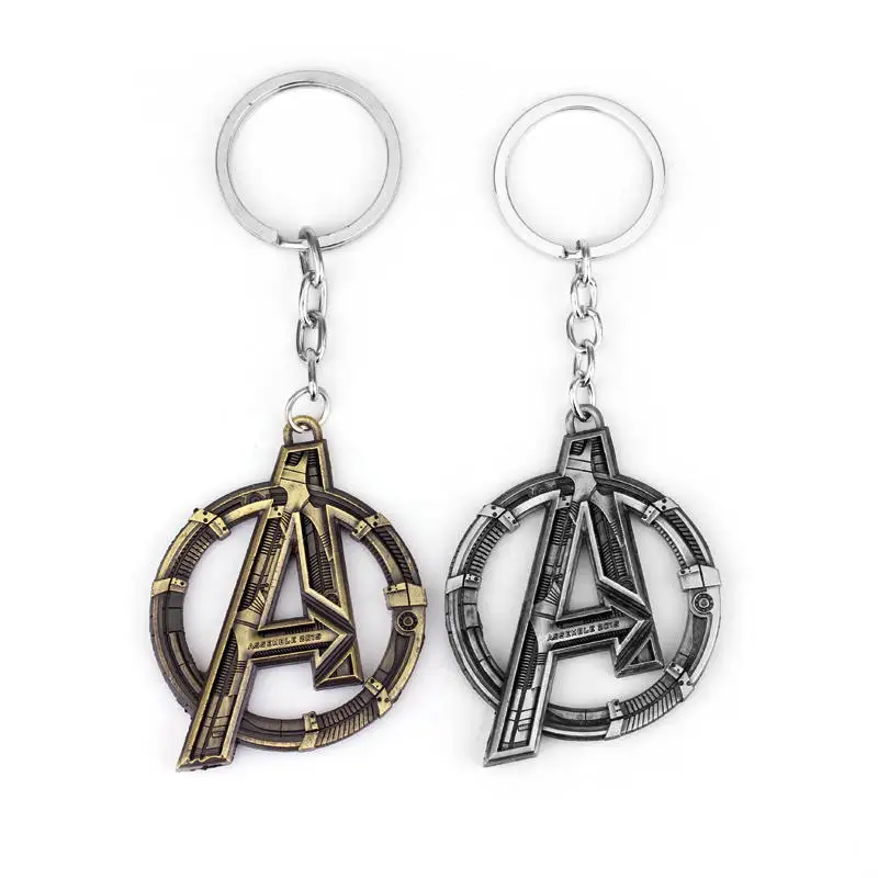 Marvel Iron Man Tony Stark Keychain Figure Toys The Avengers Age of Ultron Logo Vintage Bronze Metal Keyring Pendan | Игрушки и хобби