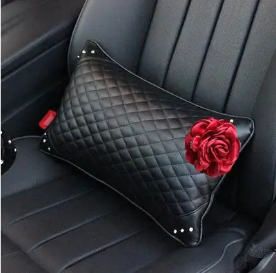 1pc waist pillow Чехлы на руль с красной розой цветок кристалл горный хрусталь подушка для шеи на сиденье ремень безопасности крышка аксессуары для салона автомобиля - Название цвета: 1pc waist pillow