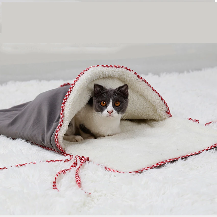 Кошка дом теплые зимние спящие коты сумки хлопок флис мягкий ПЭТ одеяло кошка