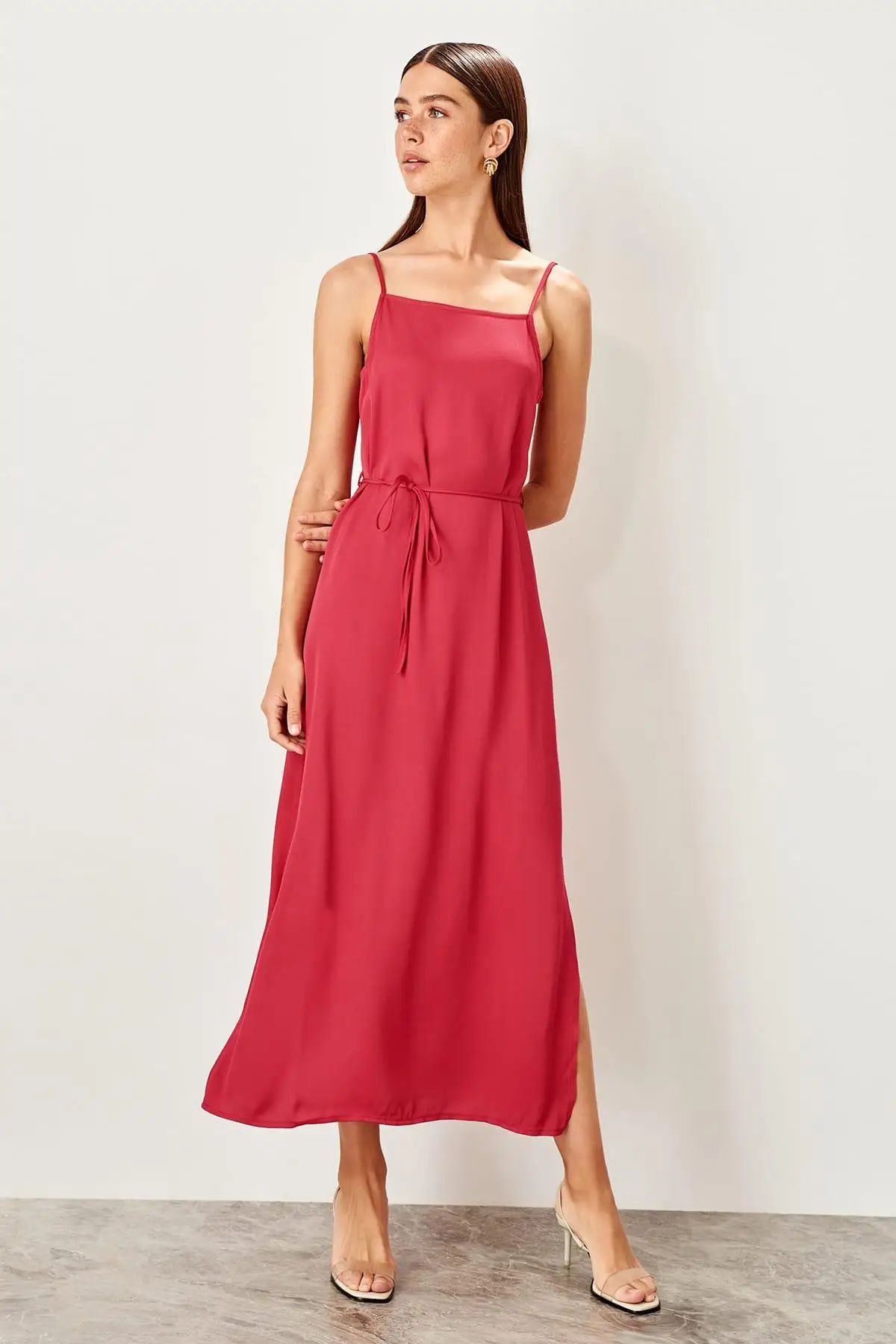 Trendyol Fuchsia Askılı Lacing Detail Dress TWOSS19XM0303 | Женская одежда