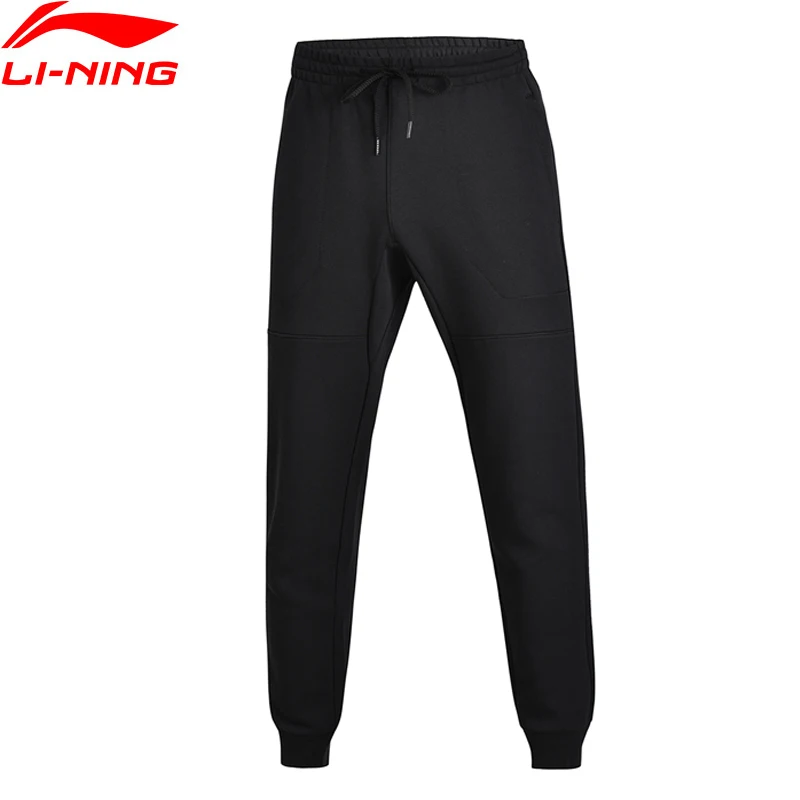 Li-Ning, мужские трикотажные спортивные штаны Wade, Классический крой, интерлок, 66% хлопок, 34% полиэстер, Удобная подкладка, спортивные штаны AKLM677 CONF17