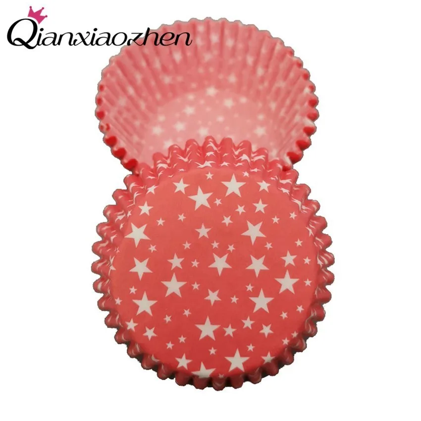 Qianxiaozhen 100pcs Star Paper Cupcake Cups Cake Baking Cup Bakeware Wrapper Wedding Party Supplies | Дом и сад