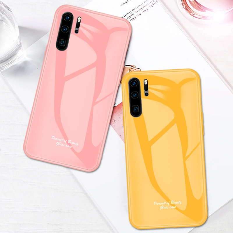 Чехол из закаленного стекла карамельного цвета для Huawei P10 Plus P20 Pro P30 Lite Mate 9 10 20X Nova 3