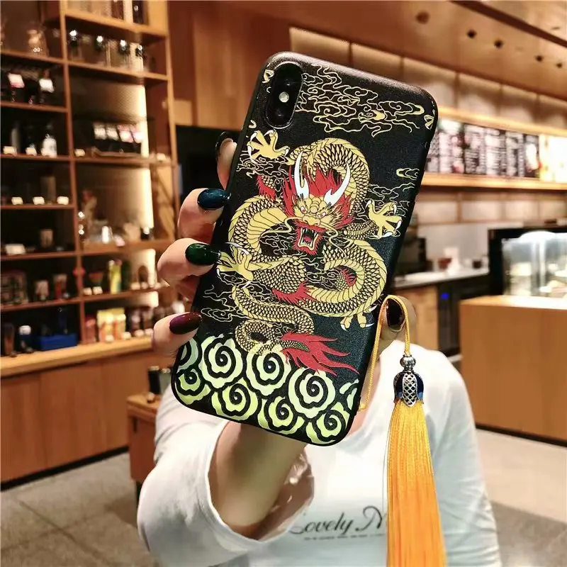 XS Max чехол для iPhone XR Китайская вышивка ремесло 3D рельеф дворец цветок X 7 8 плюс