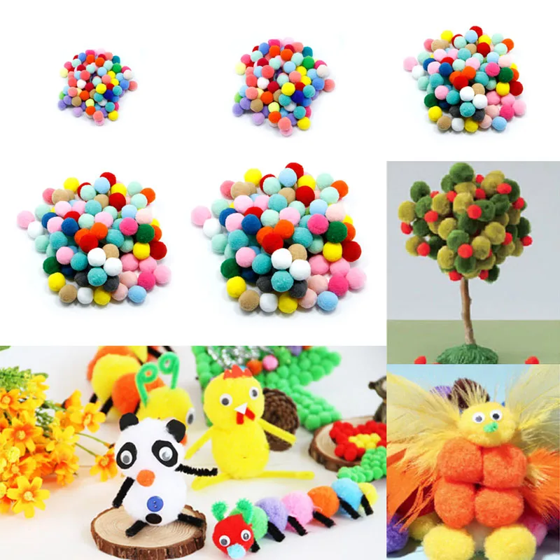 100 шт. разноцветные пушистые Помпоны для творчества|pompom balls|pompom minicraft pom poms balls |