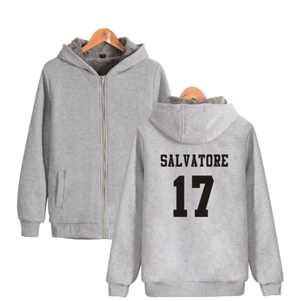 Salvatore 17 Vampire Diaries Mystic Falls Timberwolves hoodie thicken NEW ARRIVAL Winter Warn Hoodie Print | Мужская одежда