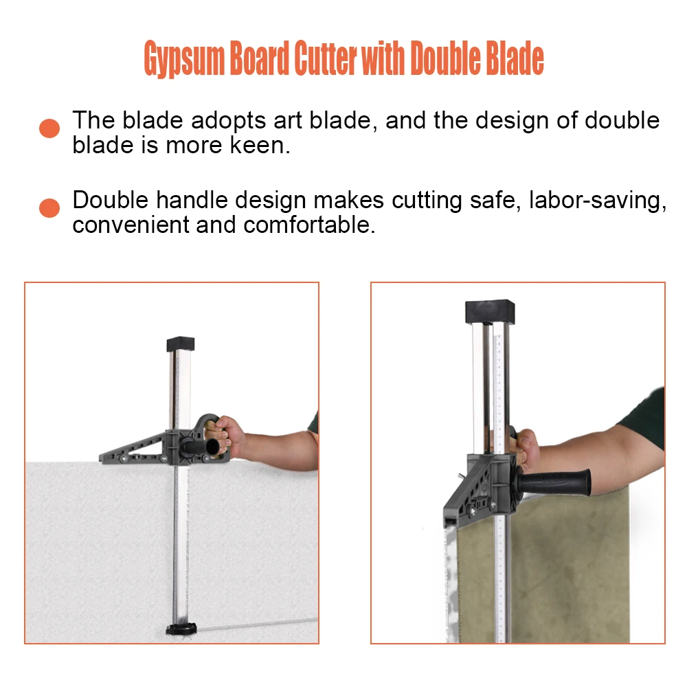 

Professional Manual High Accuracy Portable Gypsum Board Cutter Hand Push Drywall Cutting Tool with Double Blade and 4 Bearings