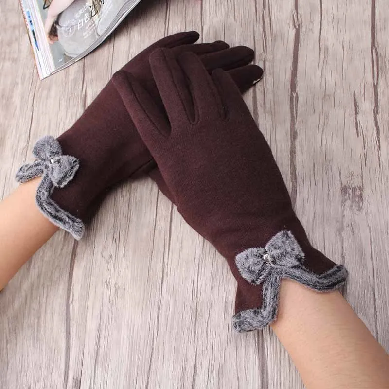 QCFashion/зимние теплые утолщенные кашемировые перчатки для женщин и девочек