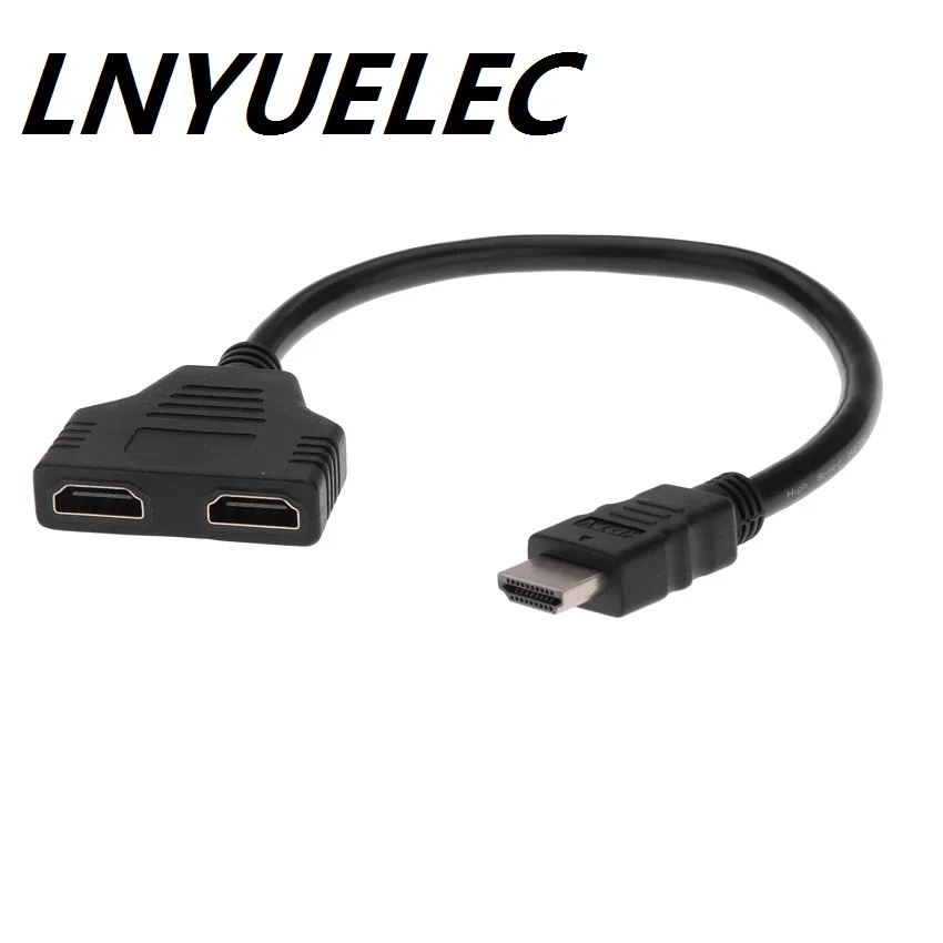 50 шт./лот 1080P 2-портовый HDMI-совместимый сплиттер 1 в 2 Штекерный к Femal видеокабель