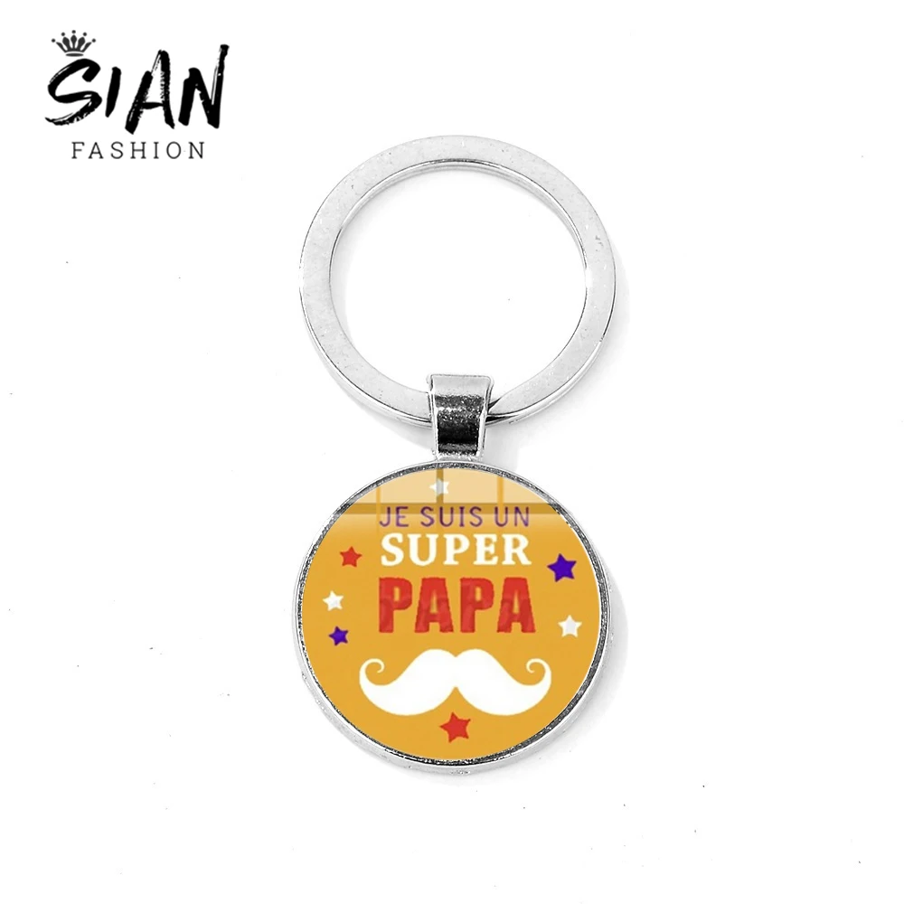 Азиатских Творческий супер Papa и I Love брелок французский узоры Стекло купол