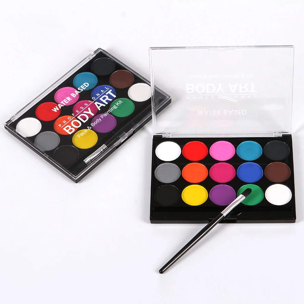 

Water Based Face Paint Palette15 Colors Non-toxic Kids Safe Face Body Painting Kit for Halloween or Christmas Party Makeup