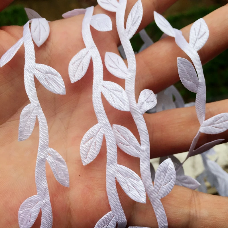 10Yards Meetee Cloth material white rattan leaf lace trim ribbon DIY garland garment decoration accessories -C650 | Дом и сад