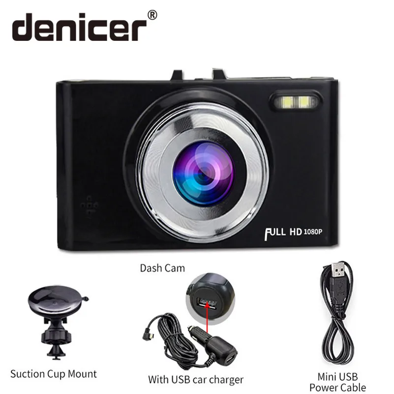 Denicer Full HD 1080P видеорегистратор 140 градусов широкоугольный Автомобильный с циклом