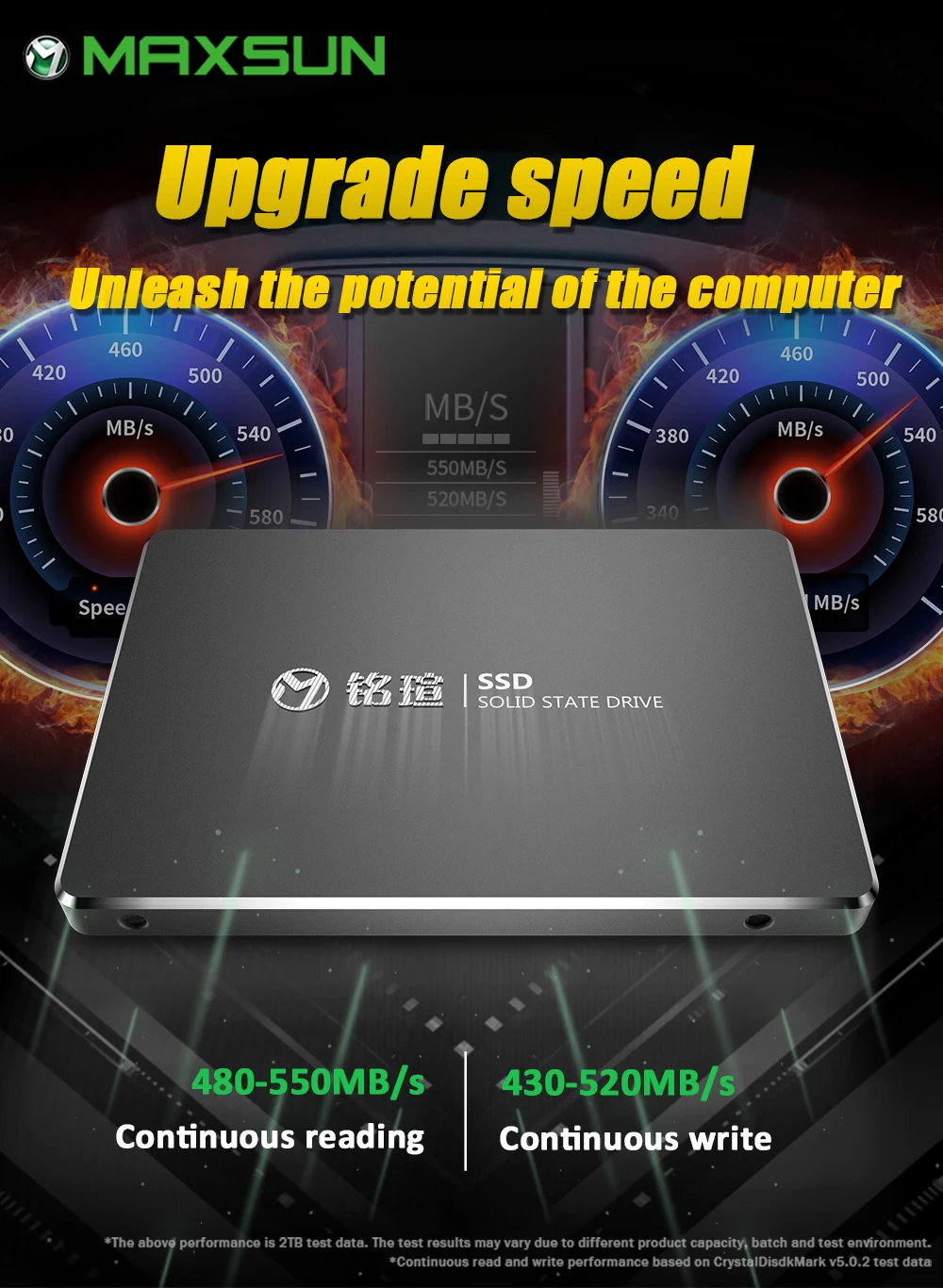 MAXSUN SSD 512 ГБ Интерфейс Тип SATA 6 ГБ/сек. непрерывное чтение до 540 МБ/с. из сплава в виде металлического три года гарантии твердотельных дисков