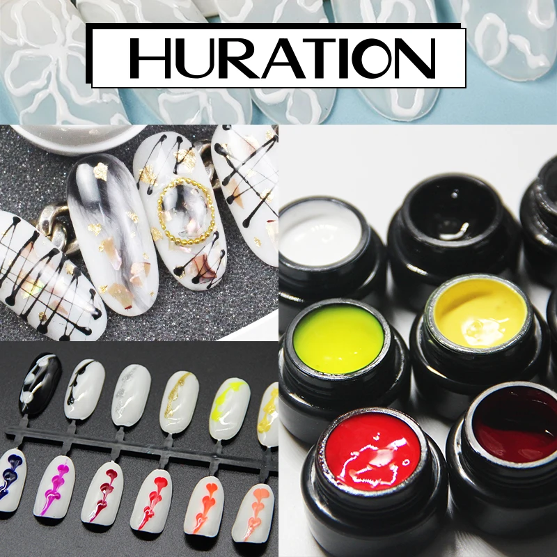 Huration новый цветок для рисования ногтей окрашенные клей 5 г паук LED УФ гель 12 цветов