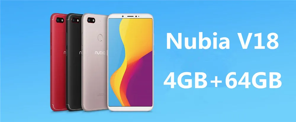 Nubia V18 мобильного телефона 6,01 дюймов, 4 ГБ, 64 ГБ, 4000 мА/ч, Камера 13MP+ 8MP 2160X1080 Snapdragon 625 Восьмиядерный отпечаток пальца смарт-телефонов