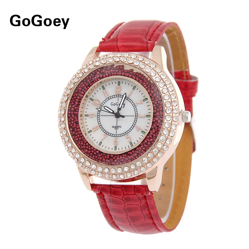 

Luxury Brand Leather Crystal Quartz Watch Women Ladies Fashion Bracelet Wrist Watch Female Clock relogio feminino 8O13