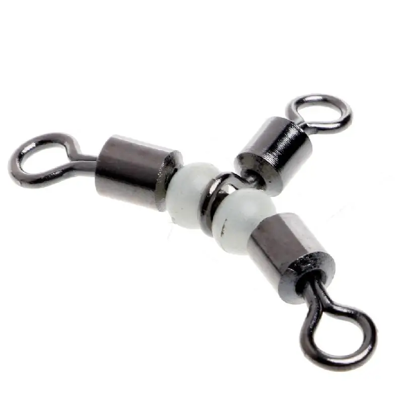 10Pcs 3 Way Triple Glow Luminous Beads Fishing Rolling Swivels Tackle Connector | Спорт и развлечения