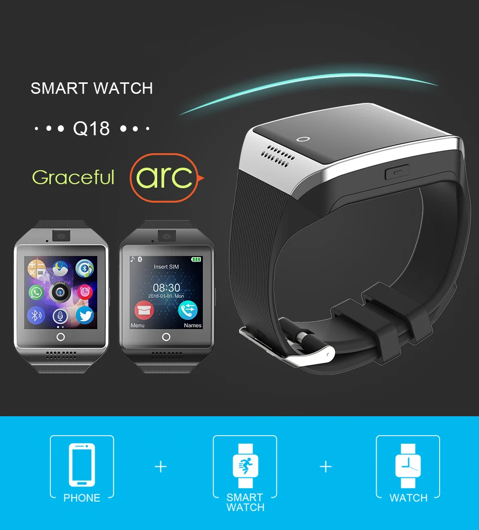 Tinymons Q18 Smart Watch with Camera Bluetooth Smartwatch SIM Card phone call Wristwatch for Android Phone Wearable Devices | Электроника