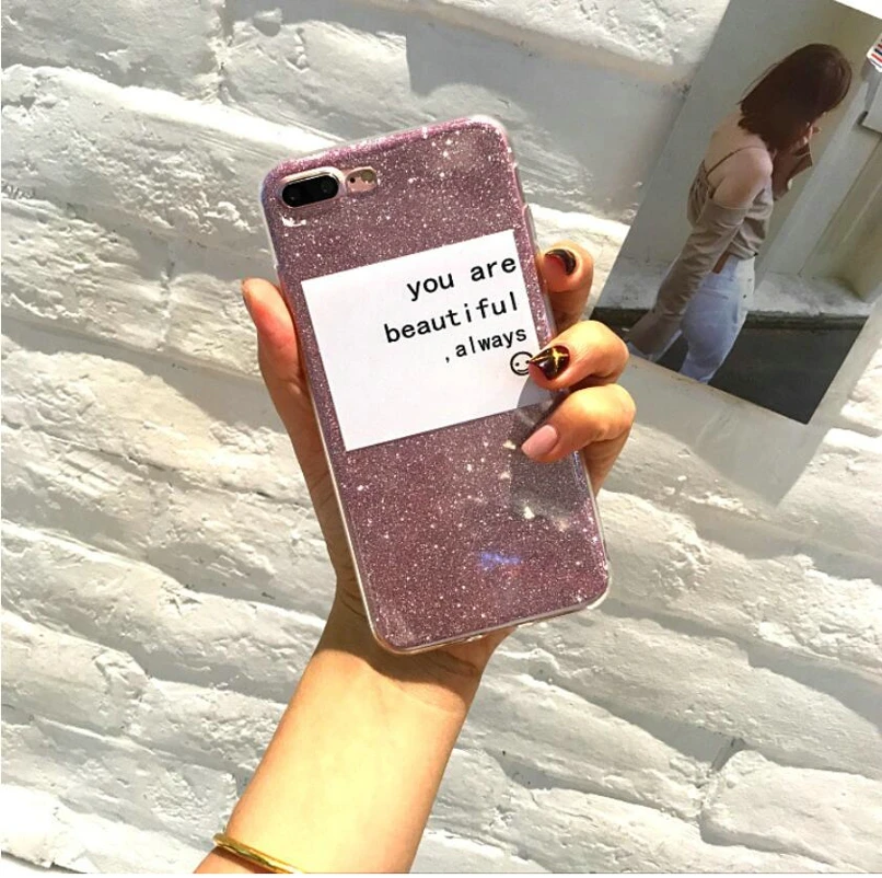 Для iphone 6 Женский чехол Сияющий блестящий для 8 Plus роскошный силиконовый x xs 7 S