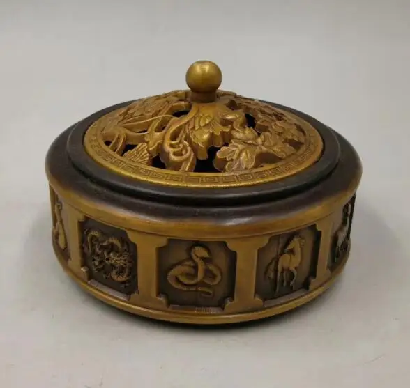 

Коллекционная Ароматизированная латунная горелка для благовоний с изображением двенадцати знаков зодиака мандарина утка