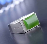y 925 sterling silver with mans natural jade ring