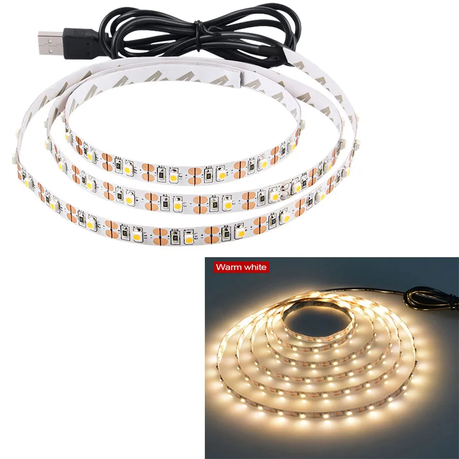 Warm White Waterproof RGB Led Strip Lights USB LED TV Backlight with Remote DC5V Color Changing Rope Light Flexible Bias Lighting for HDTV - Испускаемый цвет: Warm White