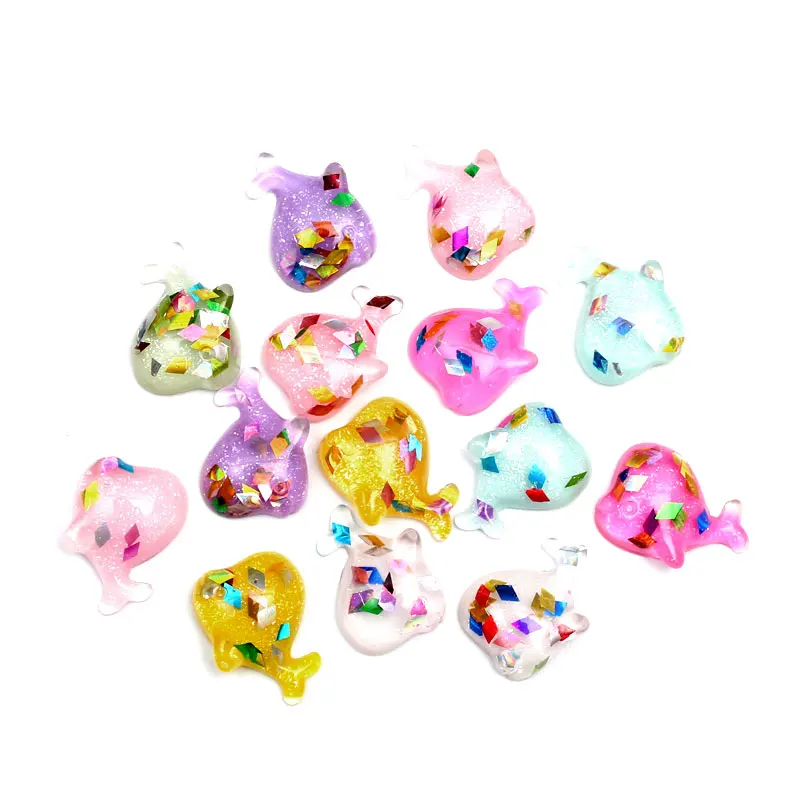 

50pcs Mixed Glitter Clear Resin Dolphin Decoration Crafts Flatback Cabochon Embellishments For Scrapbooking Diy Accessories