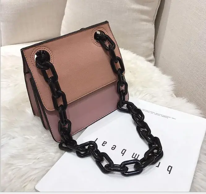 Casual Acrylic Chains Lattice Shoulder Bag Women Handbags Crossbody Bags Lady Brands Small PU Leather Flap Bolsa Messenger Bags