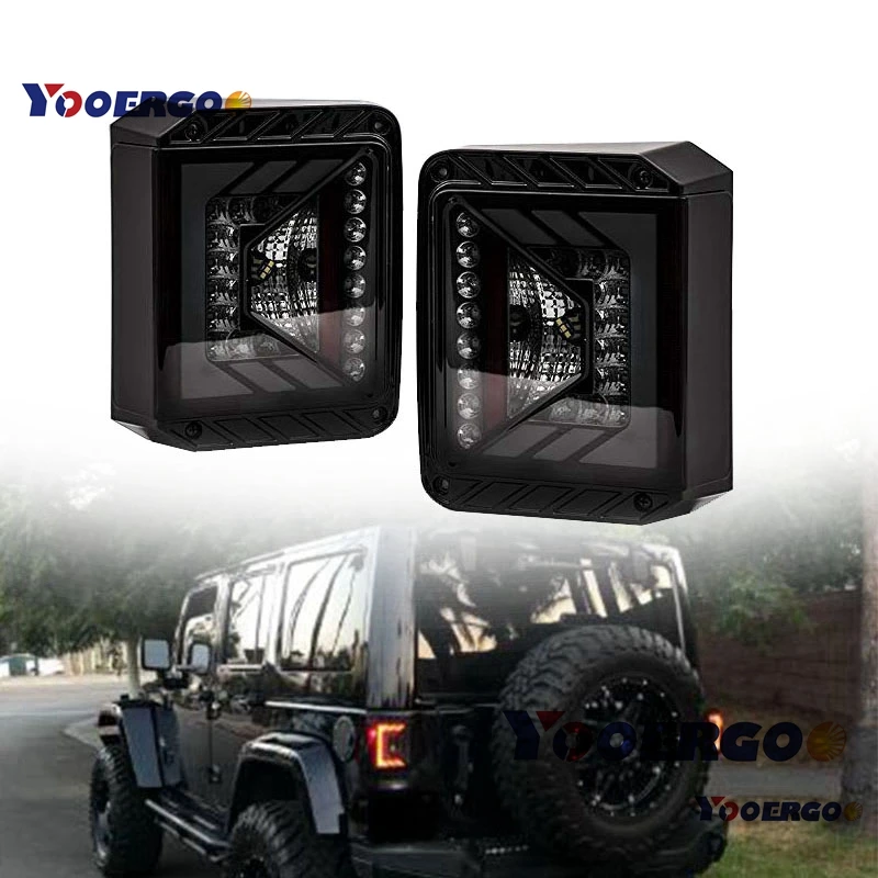 Светодиодный задний фонарь серии YOOERGOO Rival для Jeep Wrangler JK JKU 2007- w/дымовые линзы, тормозные задние фонари