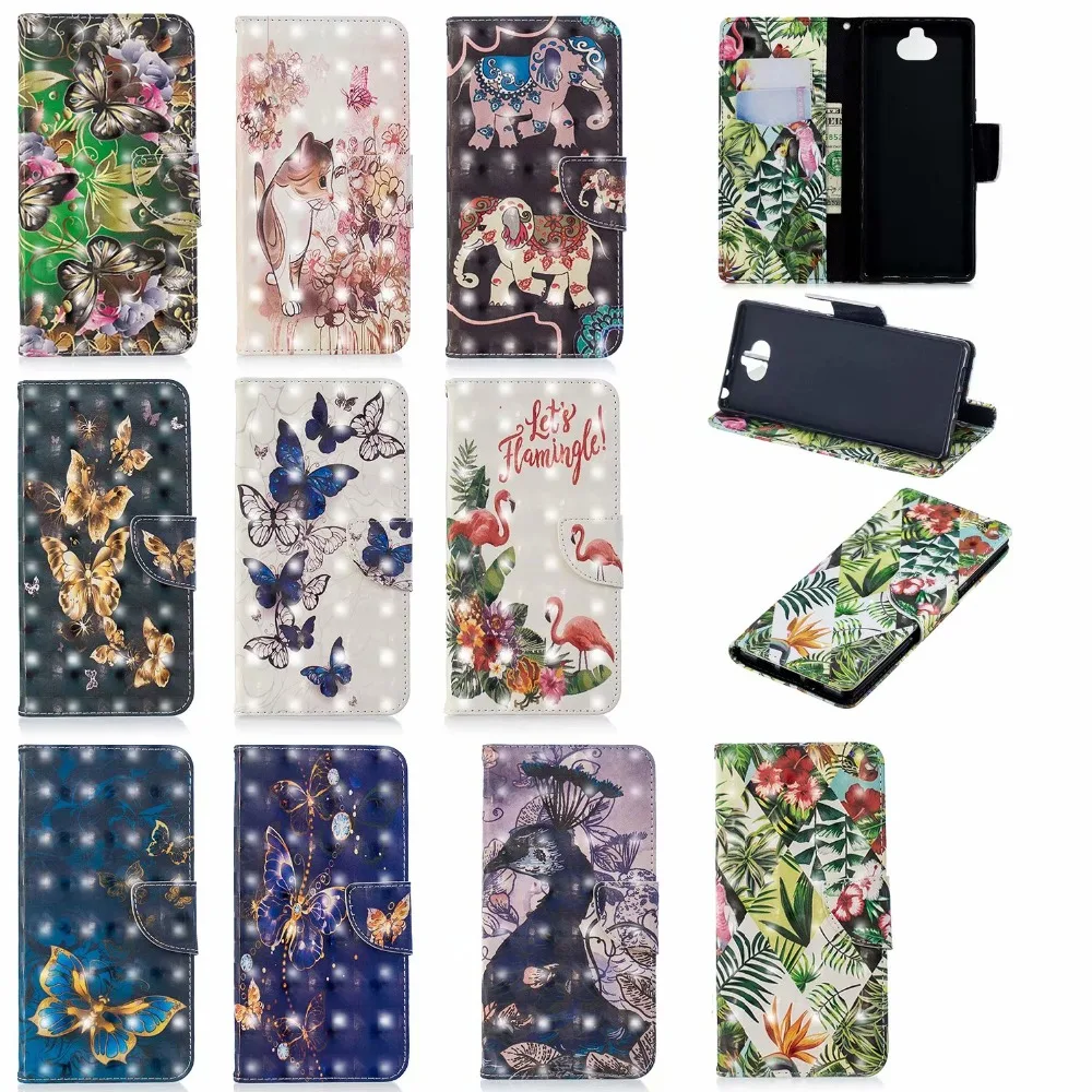 3D окрашенные PU флип чехол для sony xperia XA 3 Стенд Wallet L3 кожаный футляр из ПУ кожи с