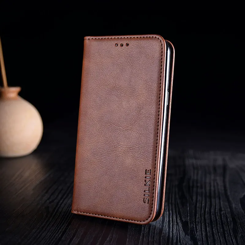 Чехол для Xiaomi Mi a1 a2 a3 5x6x8 9 lite se pocophone f1 funda Роскошный кожаный чехол-книжка с подставкой без магнитов coque capa - Цвет: Brown