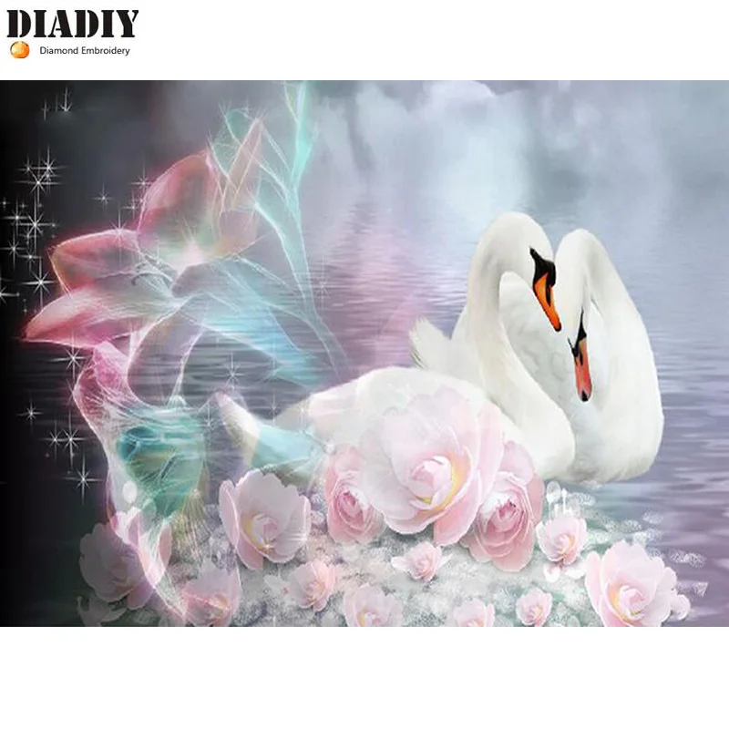DIADIY Diy Алмазная картина животное 3d кристальная квадратная мозаика полный Лебедь