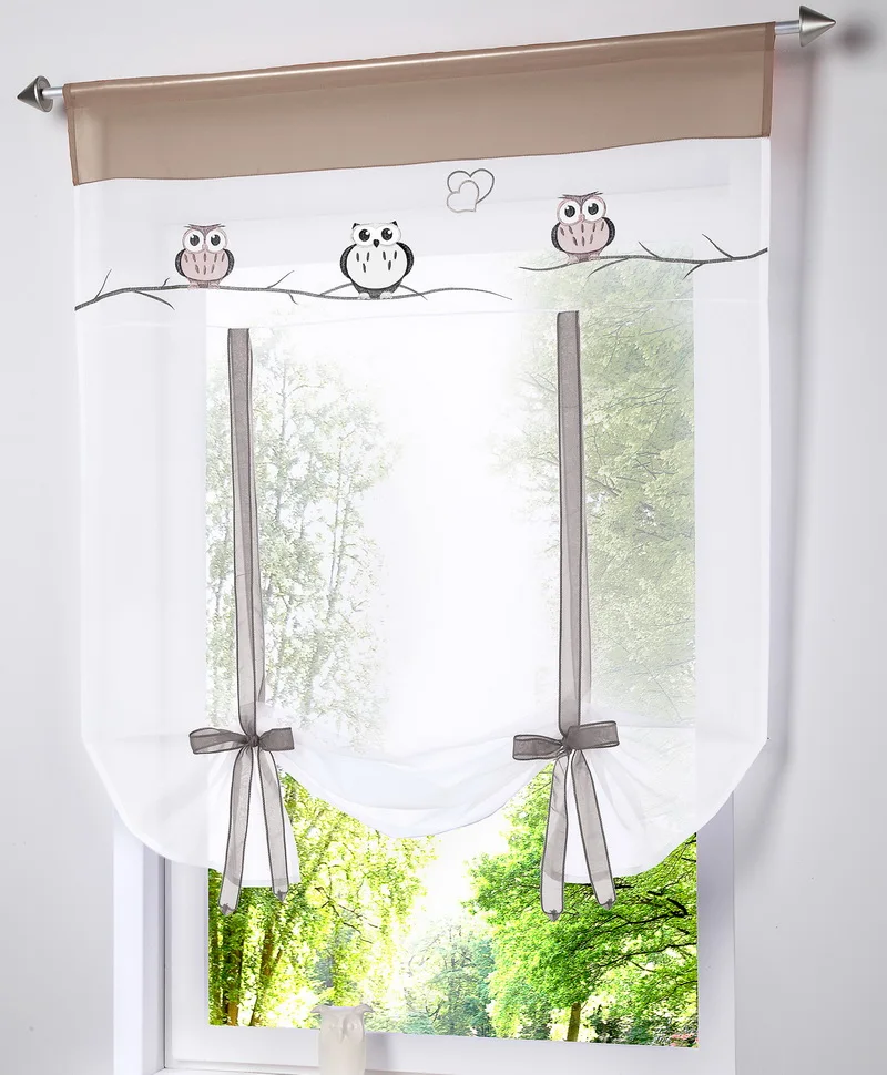 Римские шторы в европейском стиле с вышивкой совы завязки тонкие брендовые