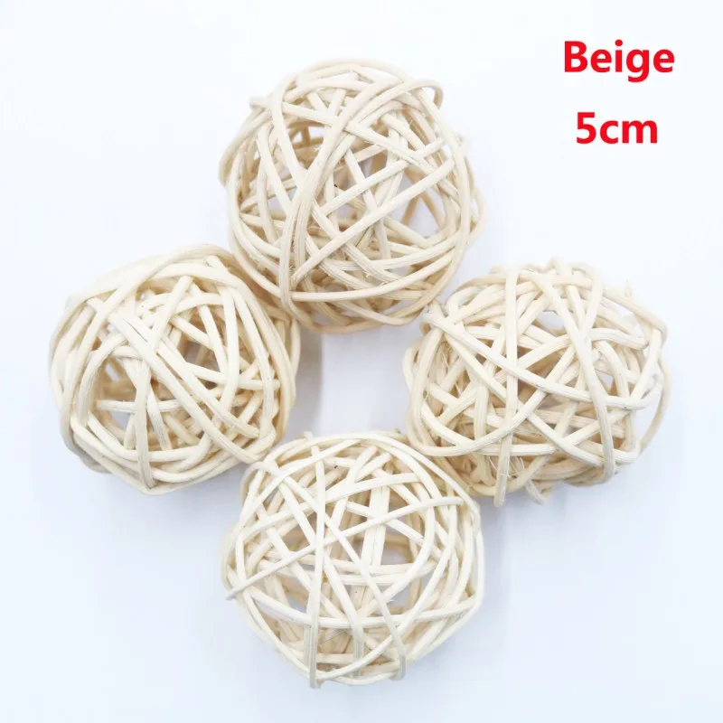 Beige 5 см 6 шт. Хэллоуин Шарик из ротанга DIY украшения сепактакрау домашний орнамент Рождество/День рождения Свадебная вечеринка украшения - Цвет: Beige
