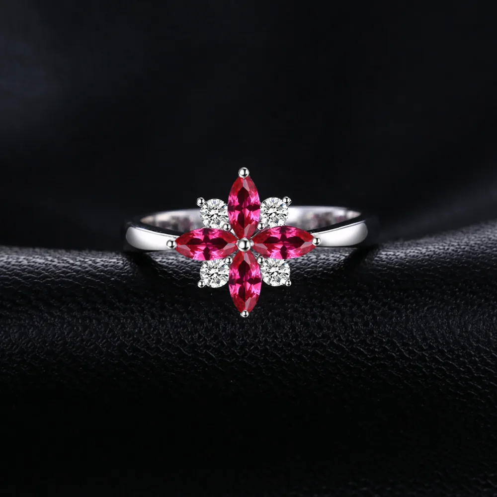 JewelryPalace цветы 0.85ct рубинов создано заявление кольцо стерлингового серебра 925