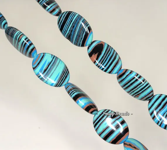 Matrix Turquoise Gemstone Blue Stripe Oval 14x10mm Loose Beads 7 inch Half Strand (90145180-215) | Украшения и аксессуары