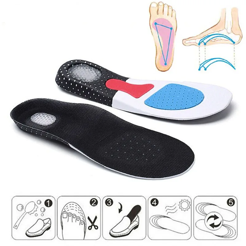 

1Pair Silicone Gel Soft Insole Thickening Shock Solid Sport Shoes Pad Absorption Basketball Football Sports for Unisex