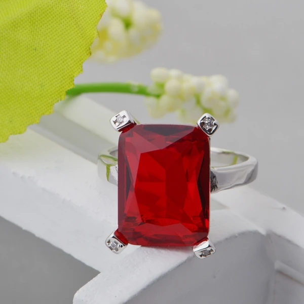 Женские винтажные большие кольца обручальные с австрийским кристаллом красного