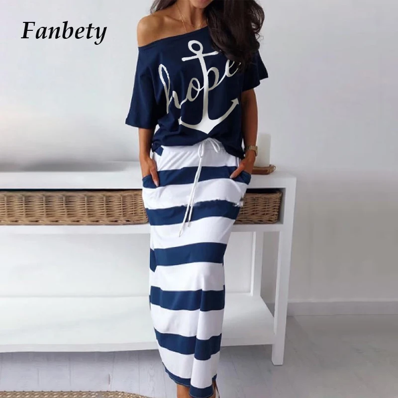 Женский комплект из двух предметов Fanbety 3XL с юбкой принтом сексуальный топ
