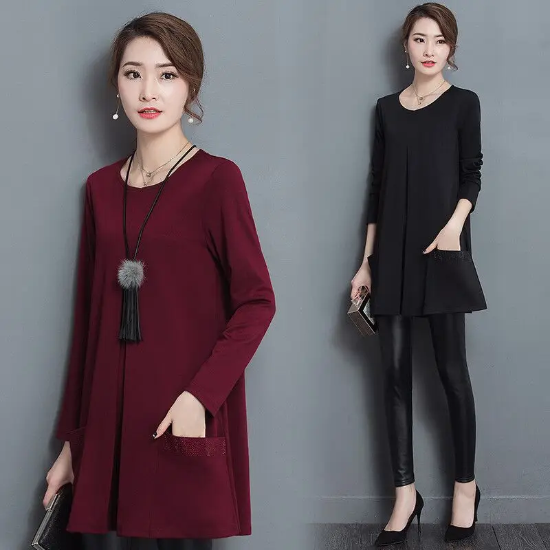 

autumn/winter women's clothing knitted tees women's T shirts shirts without fleece or with fleece european loose clothing